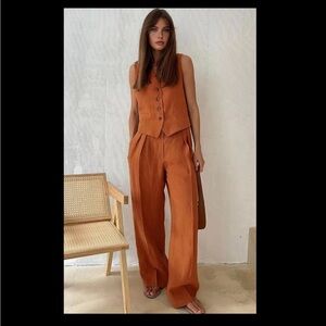Commense Medium Burnt Orange Linen & Cotton Vest & Pant Set